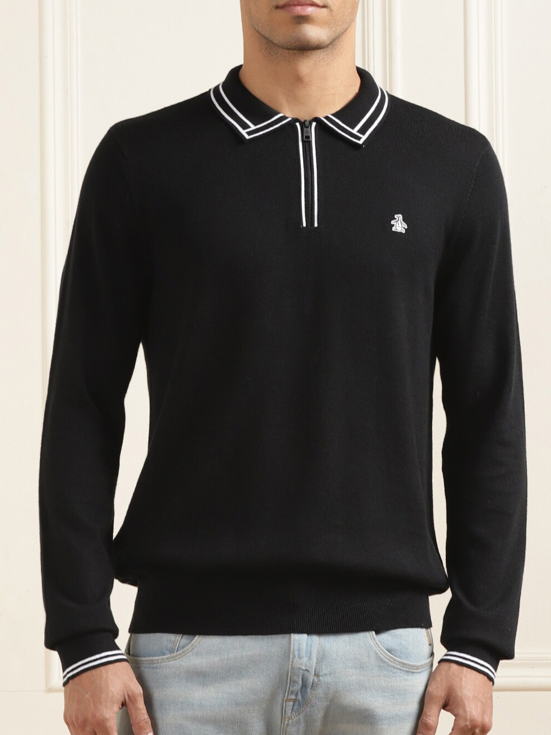 

Original Penguin Polo Collar Pure Cotton Pullover Sweater, Black