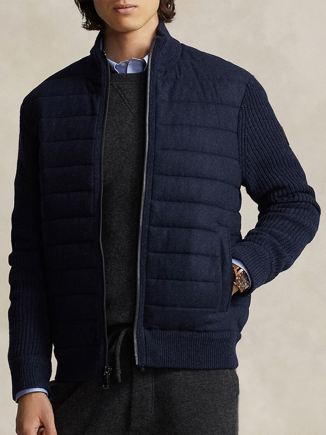 

Polo Ralph Lauren Striped Front-Open Sweater, Blue