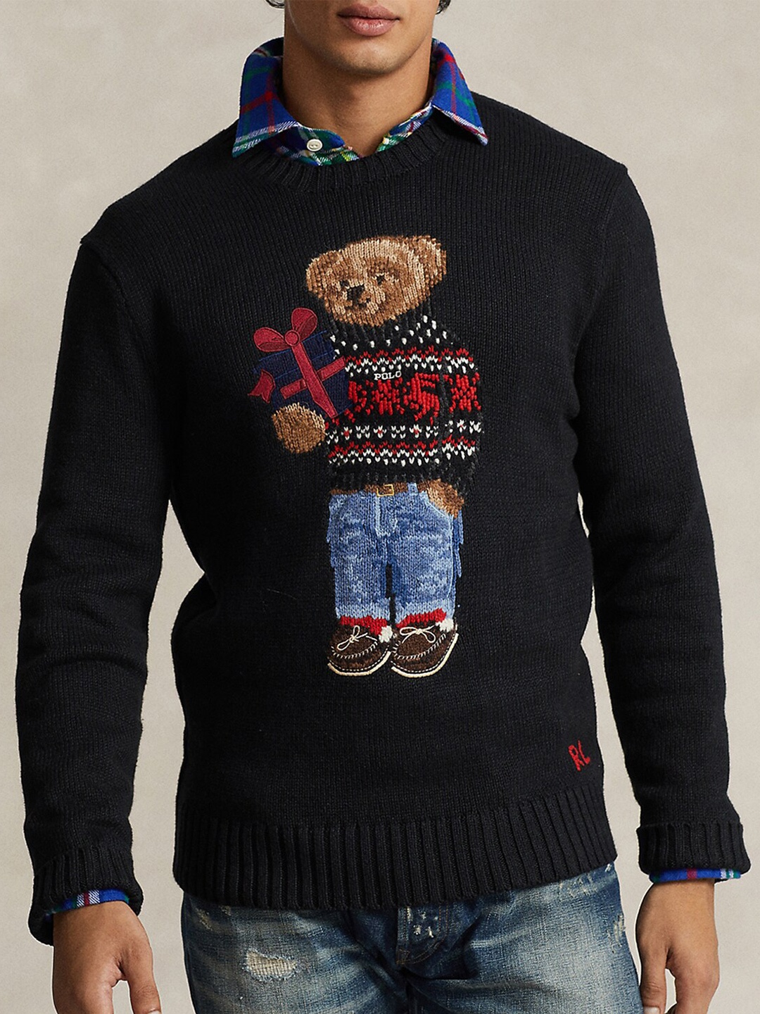 

Polo Ralph Lauren Graphic Self Design Pullover Sweater, Black
