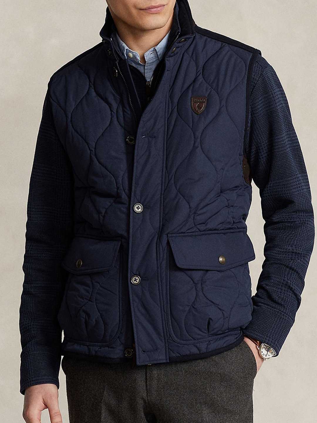 

Polo Ralph Lauren Stand Collar Quilted Jacket, Navy blue