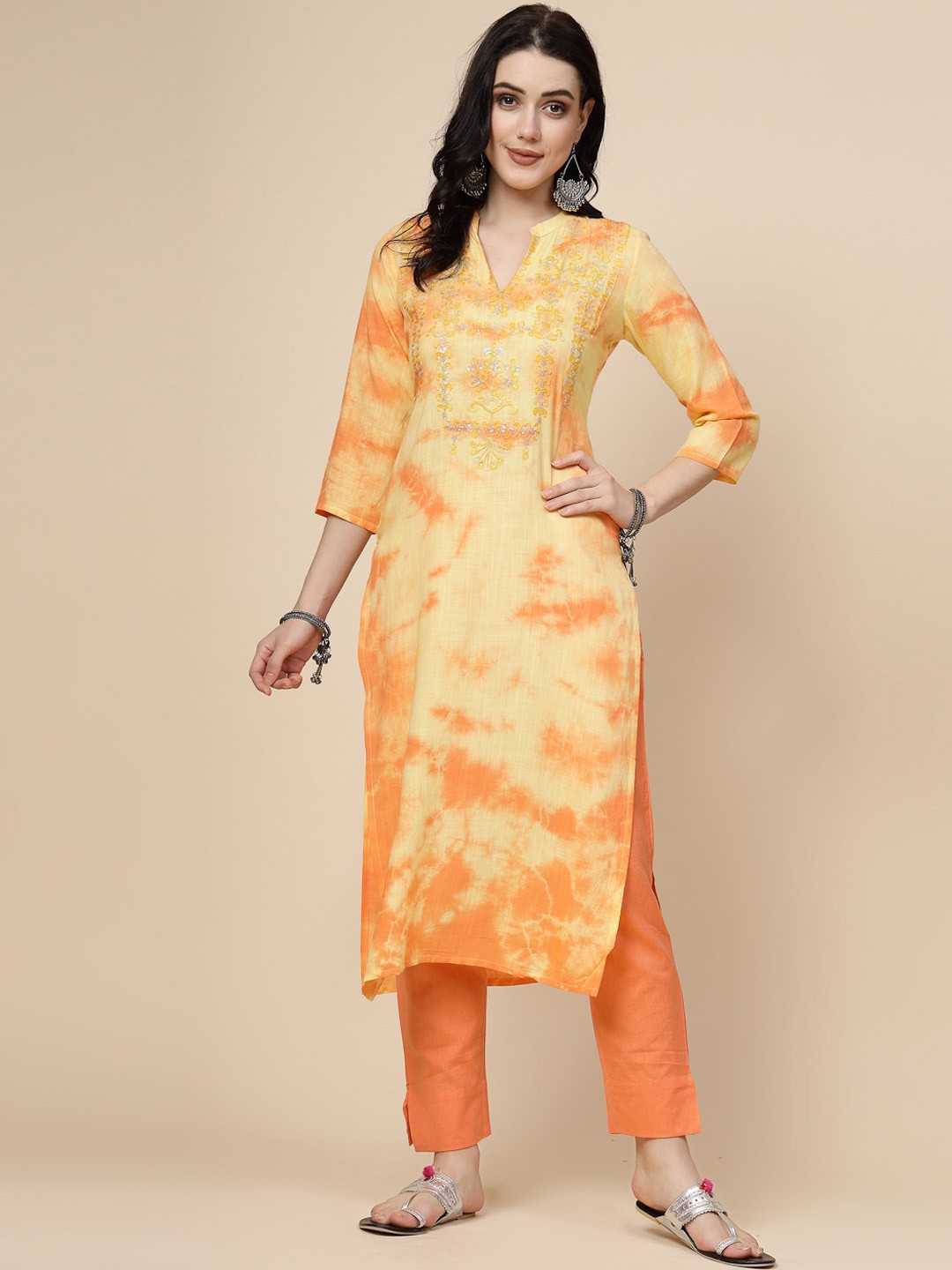 

Sangria Abstract Printed Straight Kurta, Yellow