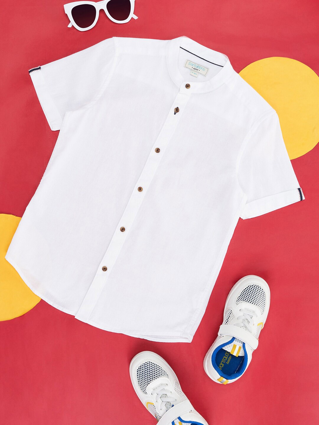 

Pantaloons Junior Boys Band Collar Cotton Flex Casual Shirt, White