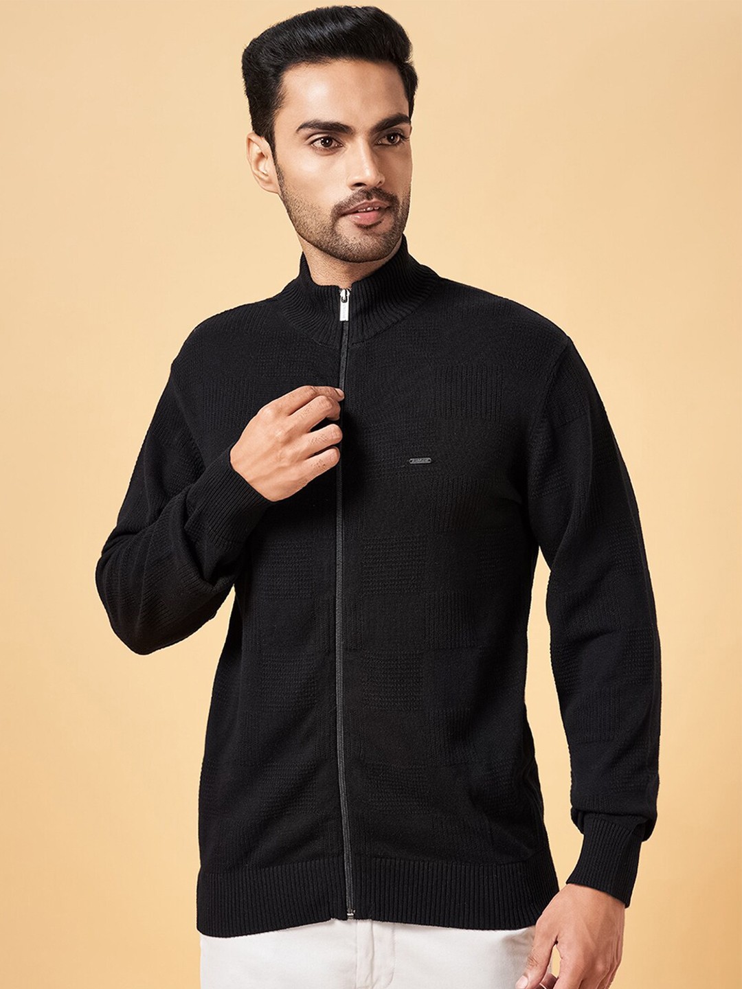 

BYFORD by Pantaloons Mock Collar Cotton Sweaters, Black