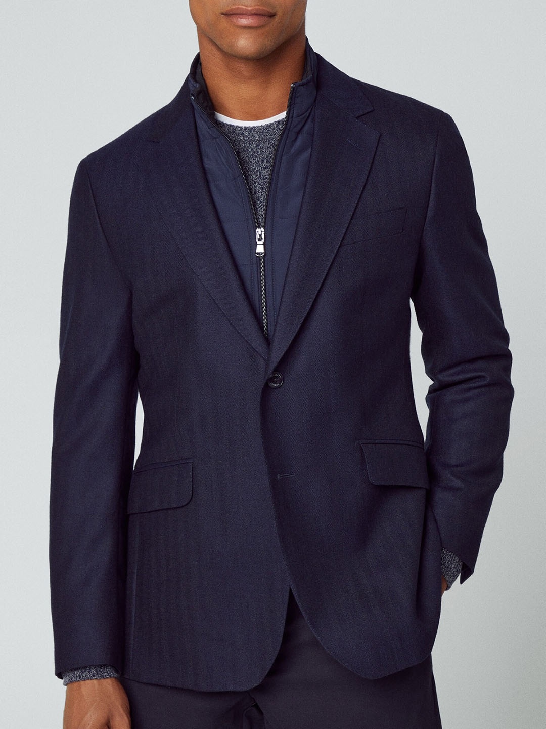 

HACKETT LONDON Slim-Fit Single-Breasted Wool Formal Blazer, Navy blue