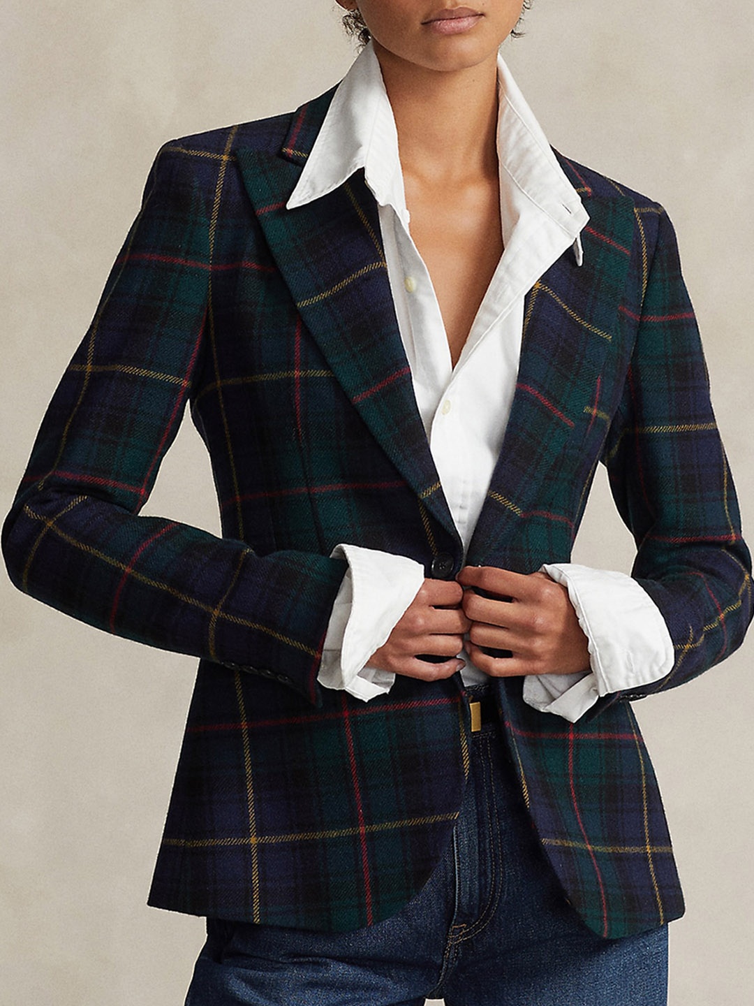 

Polo Ralph Lauren Checked Slim-Fit Single-Breasted Wool Blazer, Green