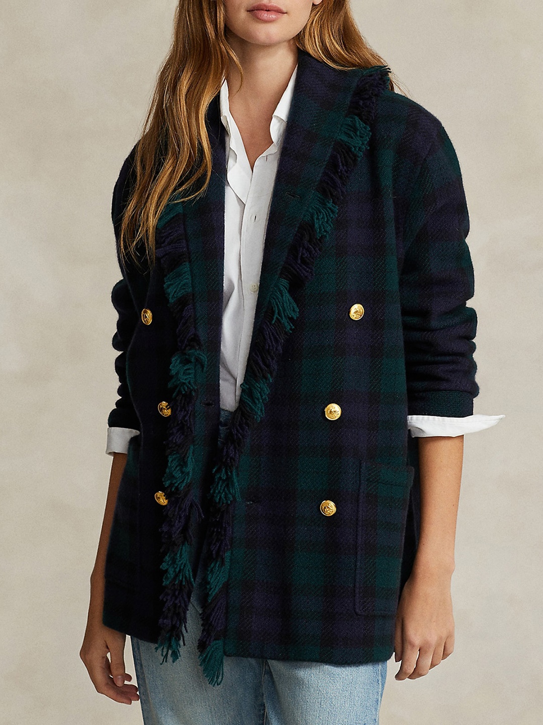 

Polo Ralph Lauren Checked Double Breasted Wool Blazer, Green