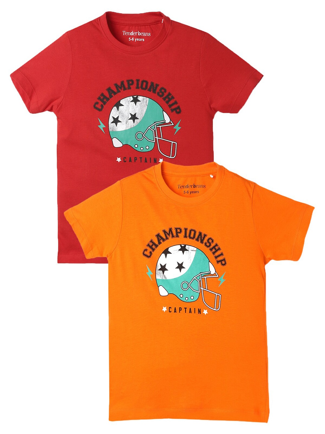 

UrbanMark Boys Pack Of 2 Printed Pure Cotton T-shirt, Red