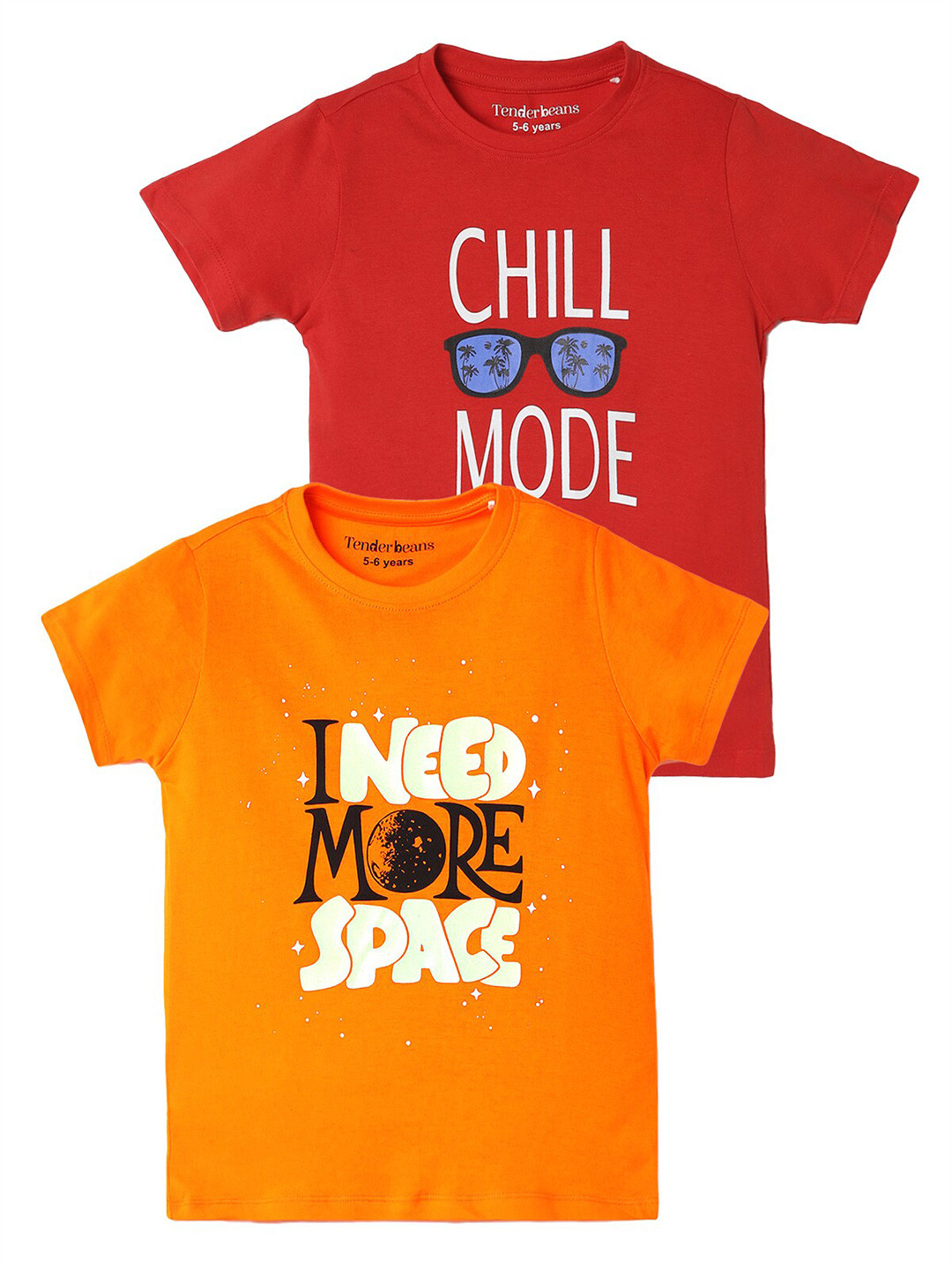 

UrbanMark Boys Pack Of 2 Typography Printed Pure Cotton T-shirts, Red
