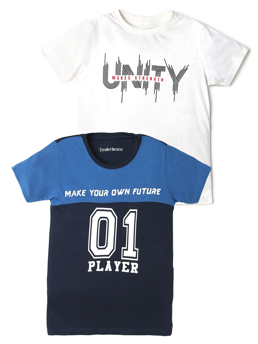 

UrbanMark Boys Pack Of 2 Typography Printed Cotton T-shirt, Navy blue
