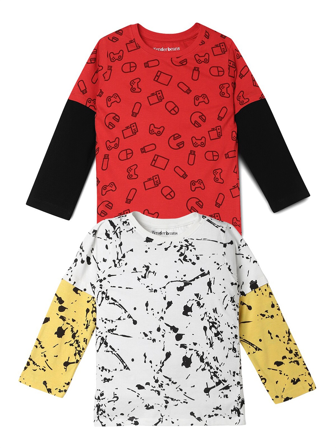 

UrbanMark Boys Pack of 2 Printed Pure Cotton T-shirts, Red