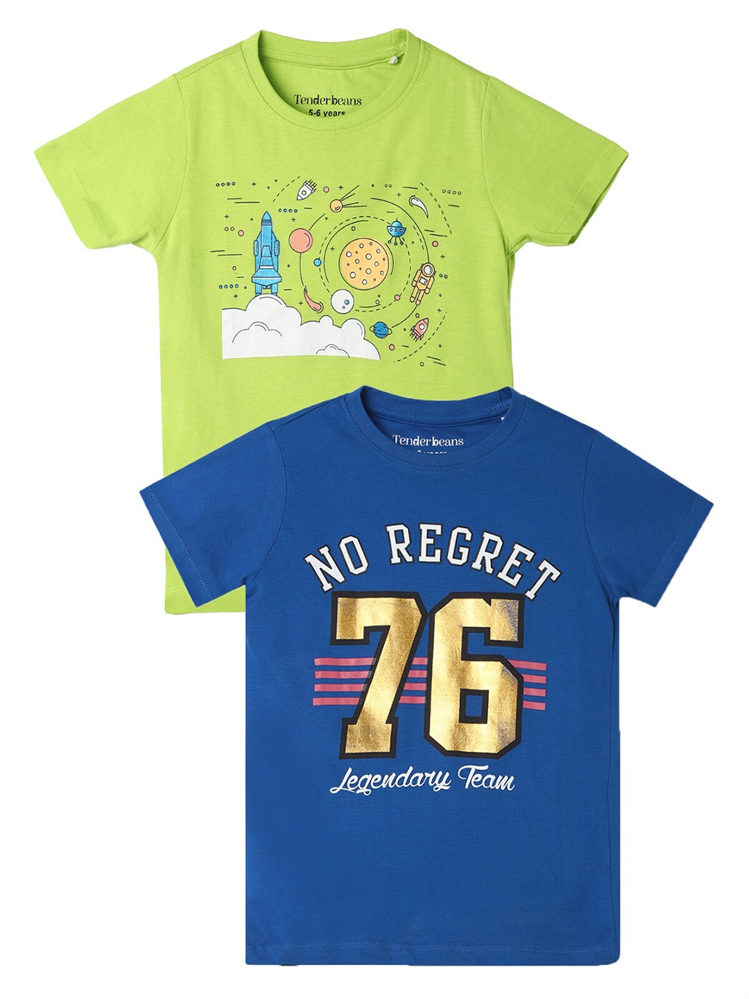 

UrbanMark Boys Pack Of 2 Printed Cotton T-shirt, Green