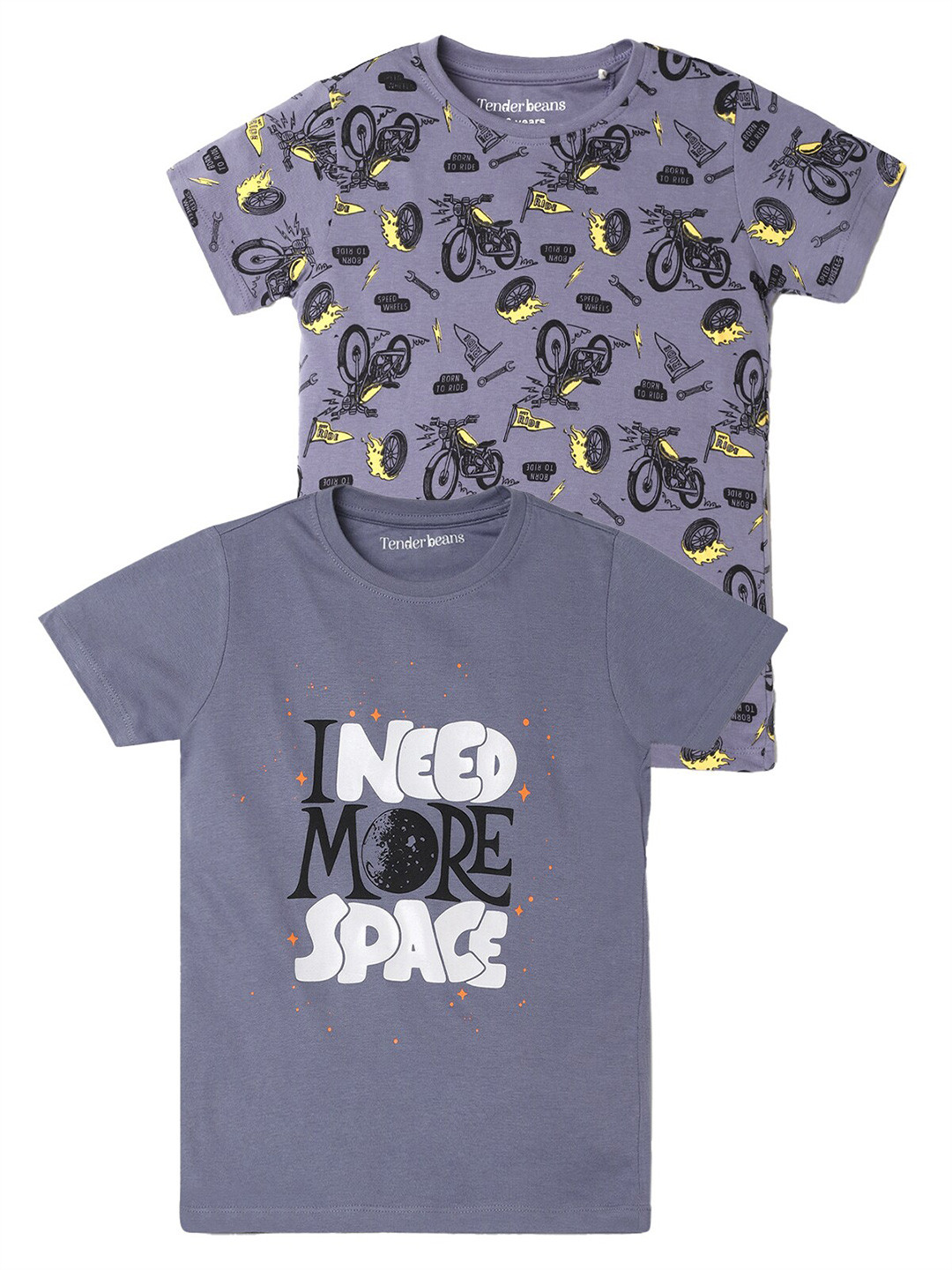 

UrbanMark Boys Pack Of 2 Printed Cotton T-shirt, Grey