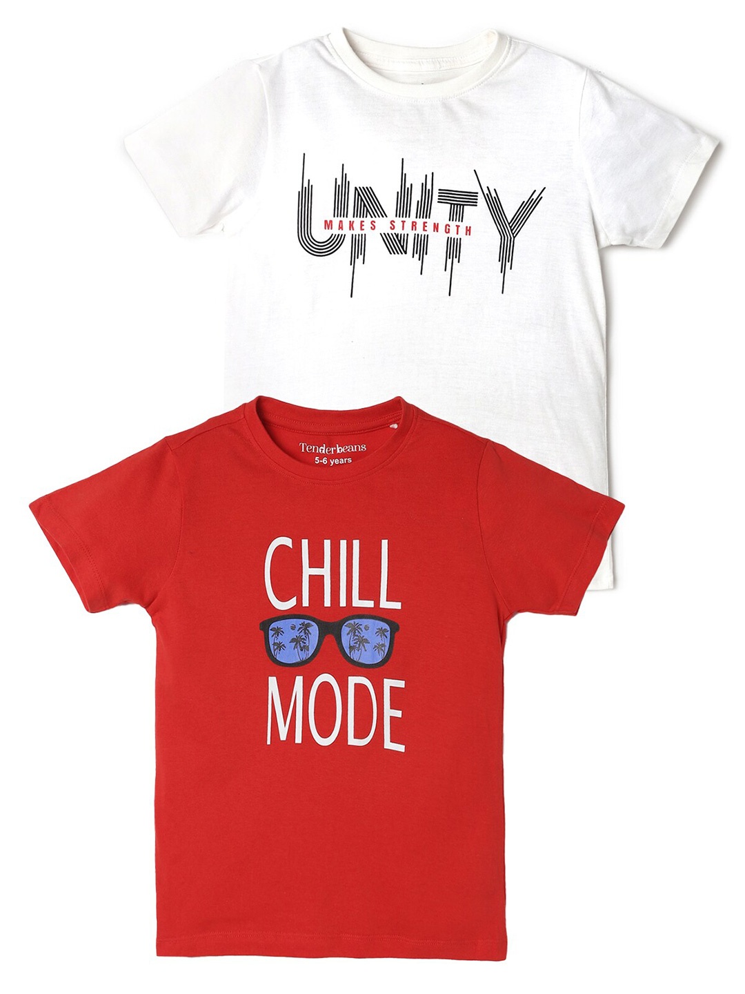 

UrbanMark Boys Pack Of 2 Typography Printed Pure Cotton T-shirts, White