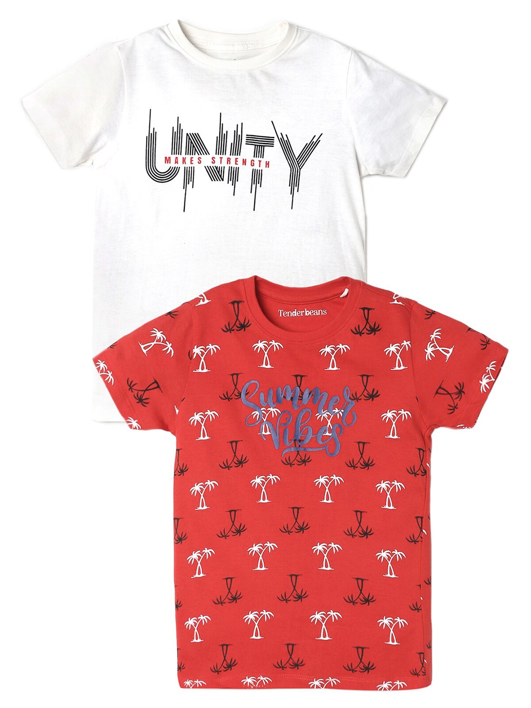 

UrbanMark Boys Pack Of 2 Typography Printed Pure Cotton T-Shirt, White