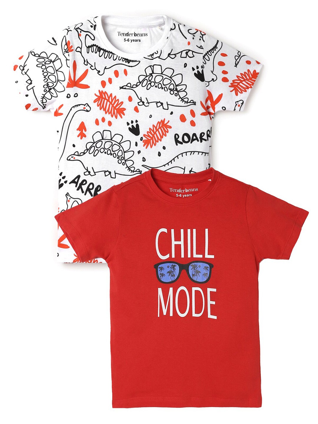 

UrbanMark Boys Pack Of 2 Printed Cotton T-shirt, Red