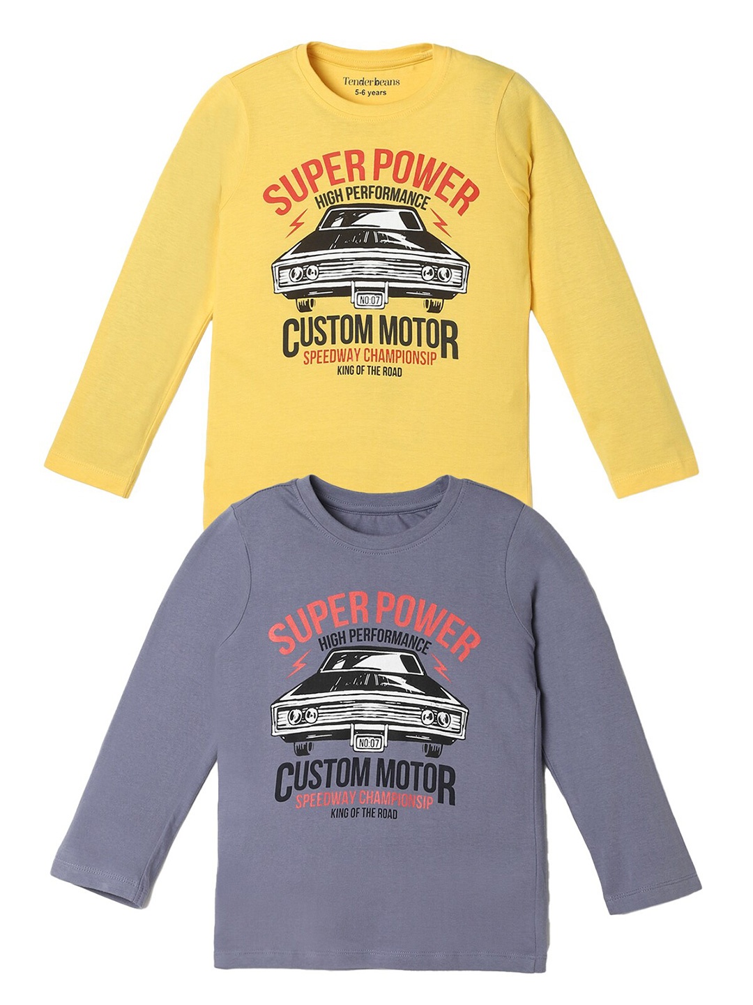 

UrbanMark Boys Pack Of 2 Graphic Printed Pure Cotton T-Shirt, Yellow