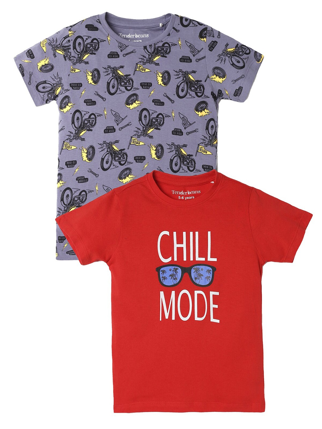 

UrbanMark Boys Pack Of 2 Typography Printed Regular Fit Cotton T-shirt, Grey