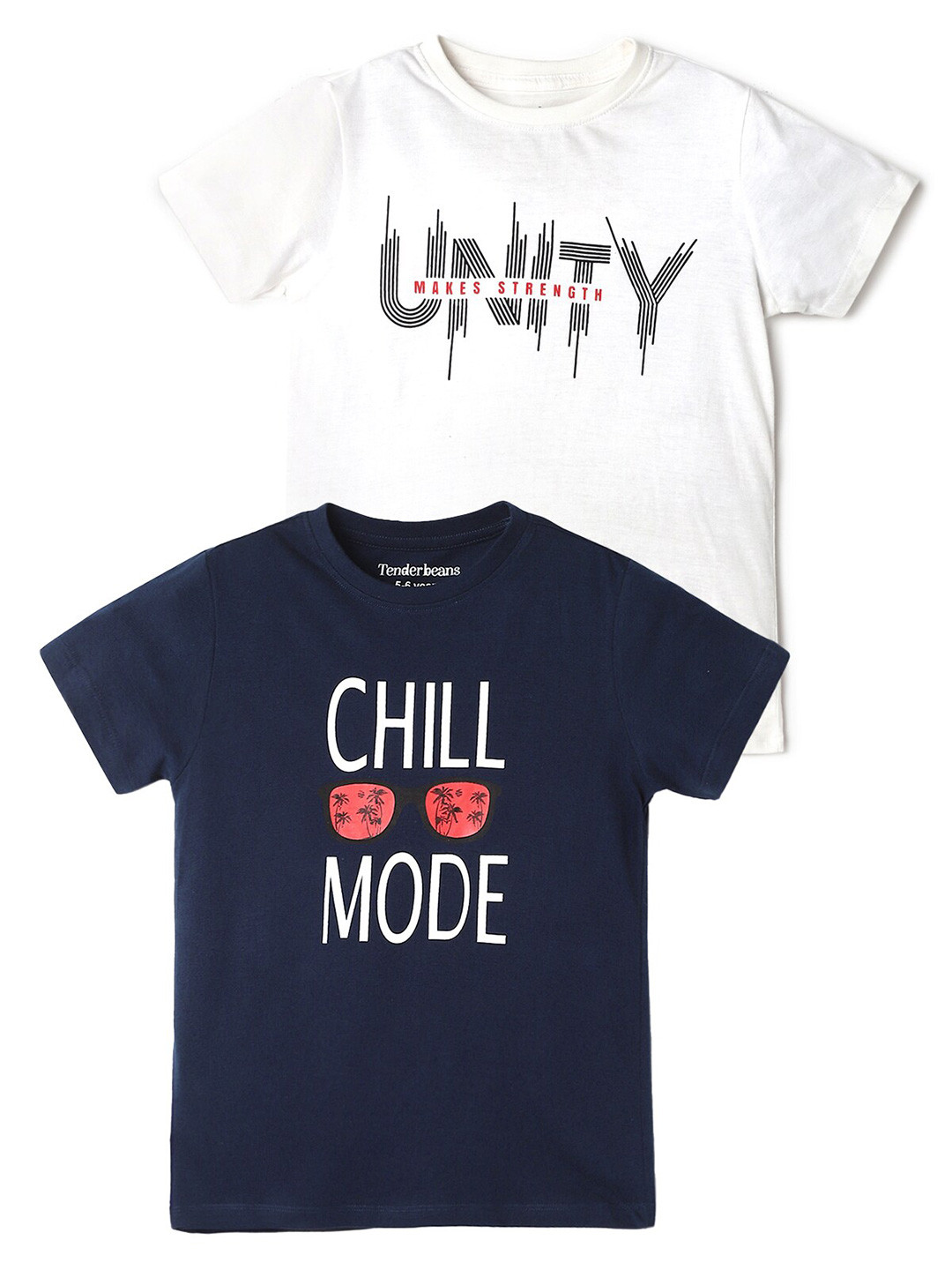 

UrbanMark Boys Pack Of 2 Typography Printed Short Sleeves Pure Cotton T-shirt, Blue