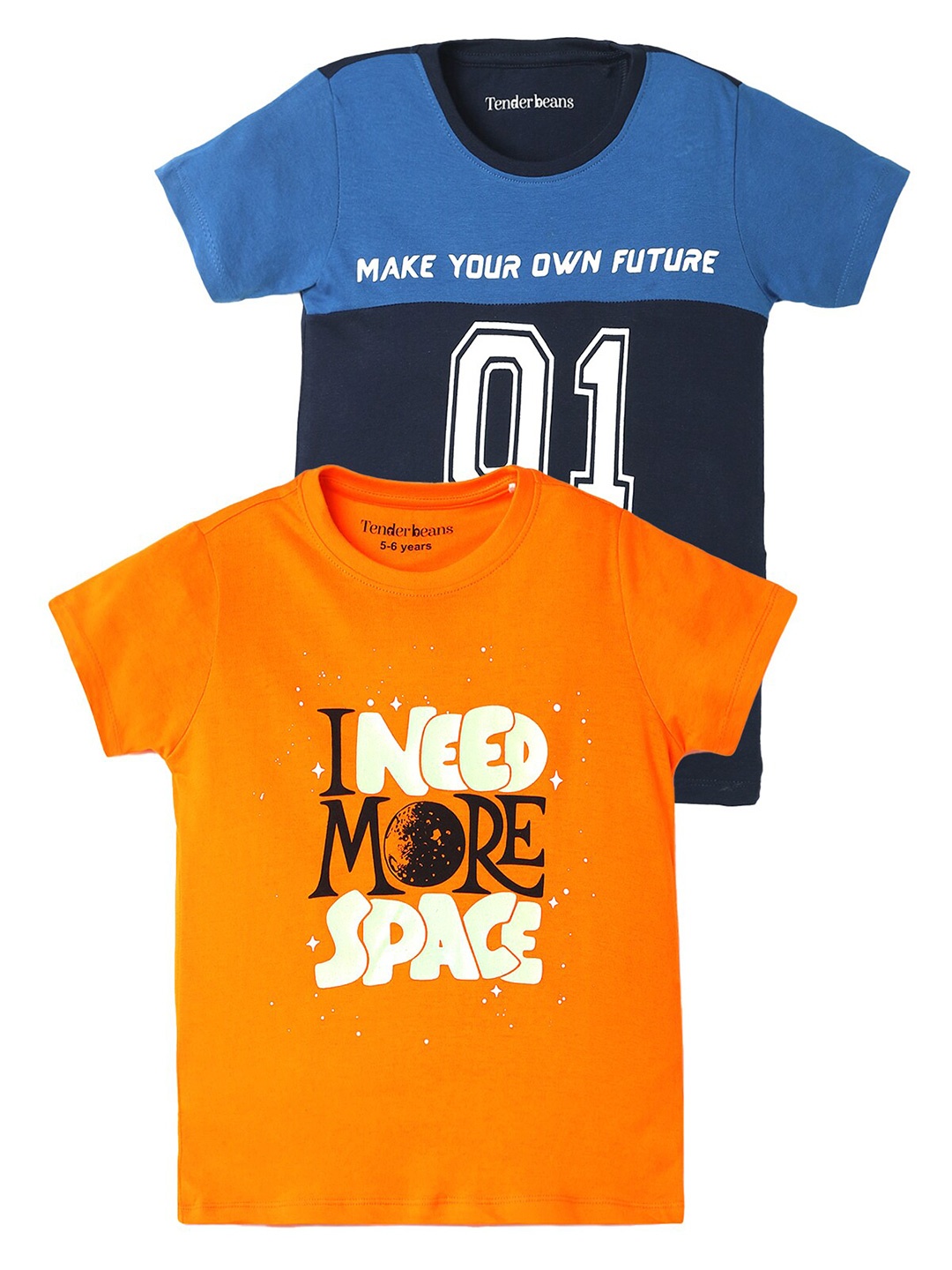 

UrbanMark Boys Pack Of 2 Typography Printed Pure Cotton T-Shirt, Orange