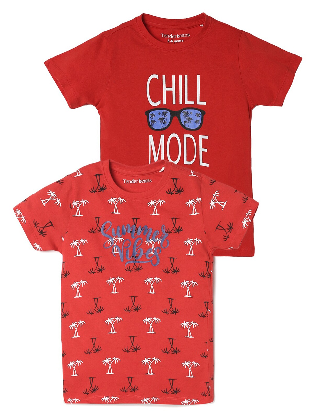 

UrbanMark Boys Pack Of 2 Printed Cotton T-shirt, Red