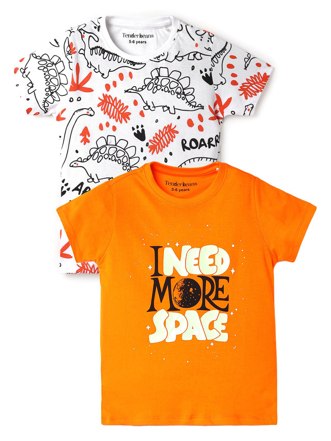 

UrbanMark Boys Pack Of 2 Typography Printed Cotton T-shirts, White
