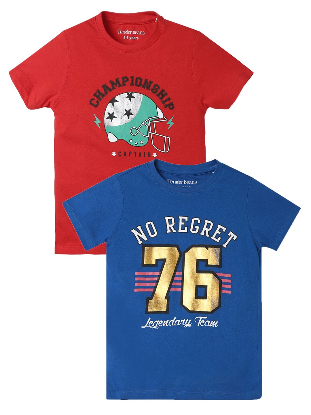 

UrbanMark Boys Pack Of 2 Typography Printed Cotton T-shirt, Red