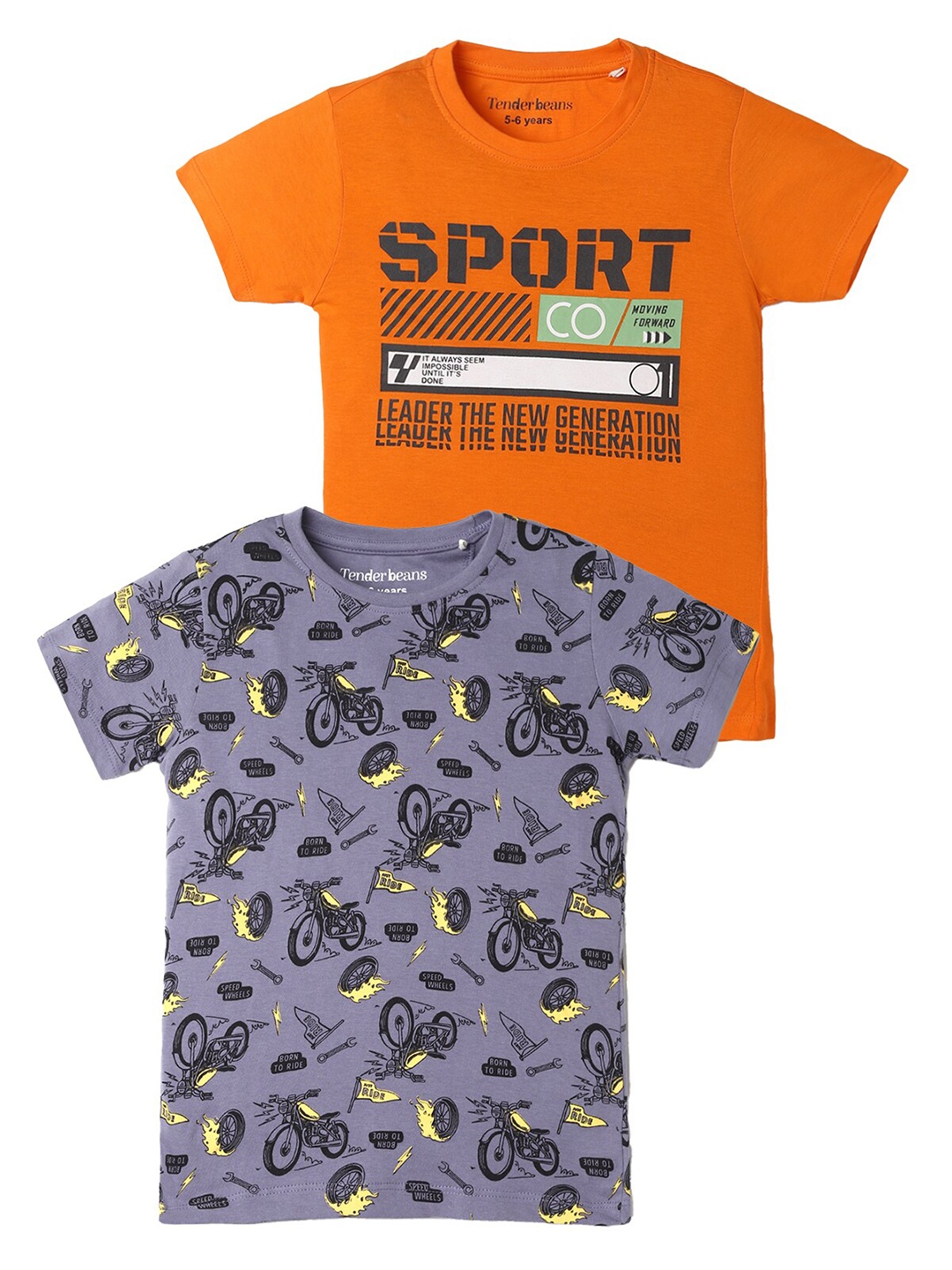 

UrbanMark Boys Pack Of 2 Printed Cotton T-shirt, Grey