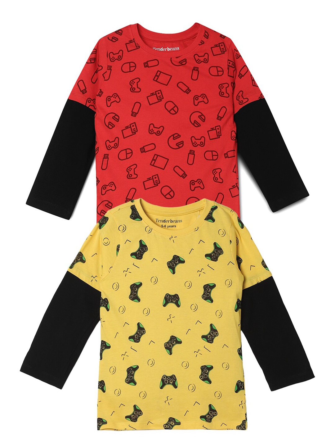 

UrbanMark Boys Pack Of 2 Printed Cotton T-shirt, Red