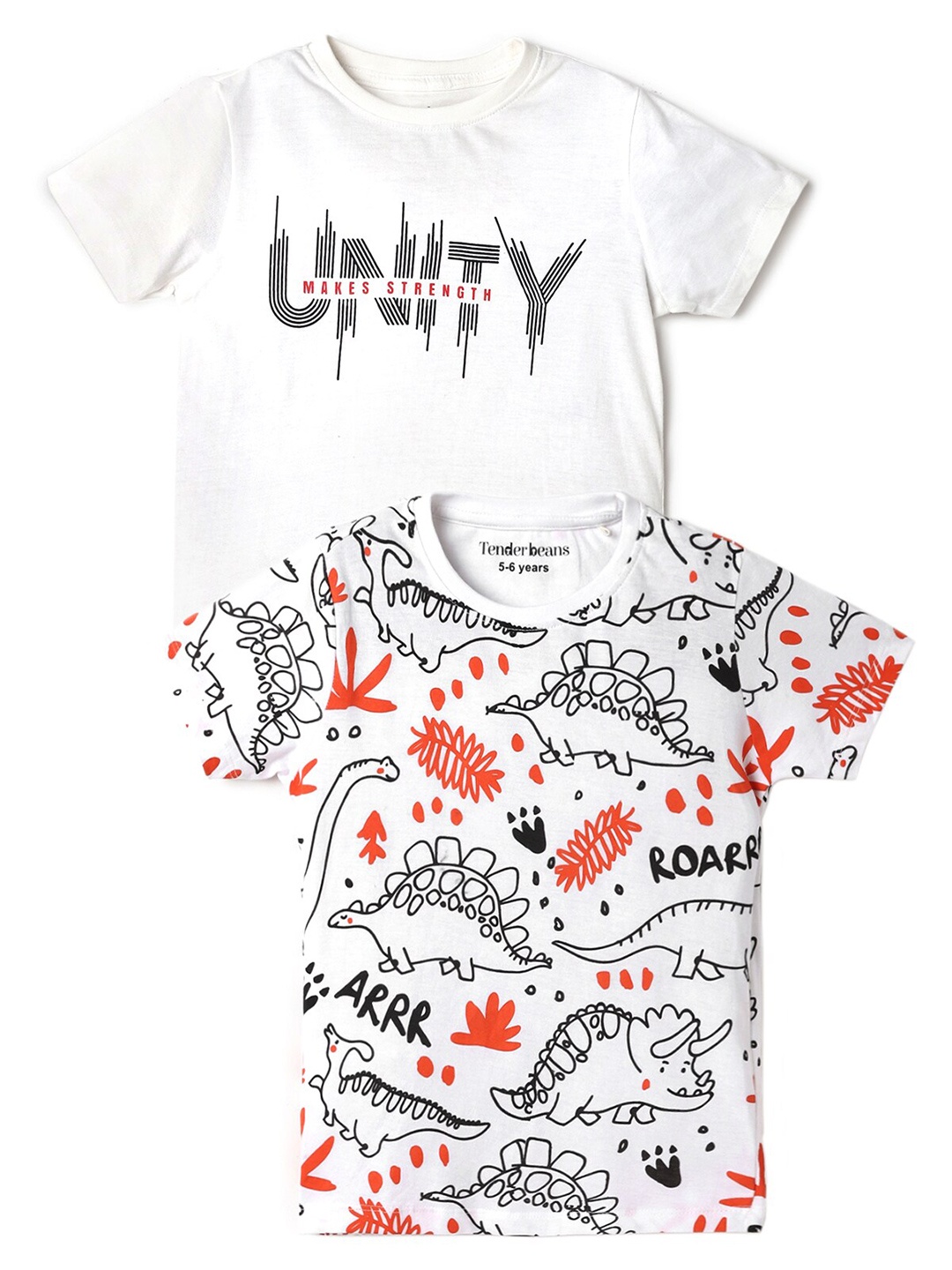 

UrbanMark Boys Pack Of 2 Printed Cotton T-shirt, White