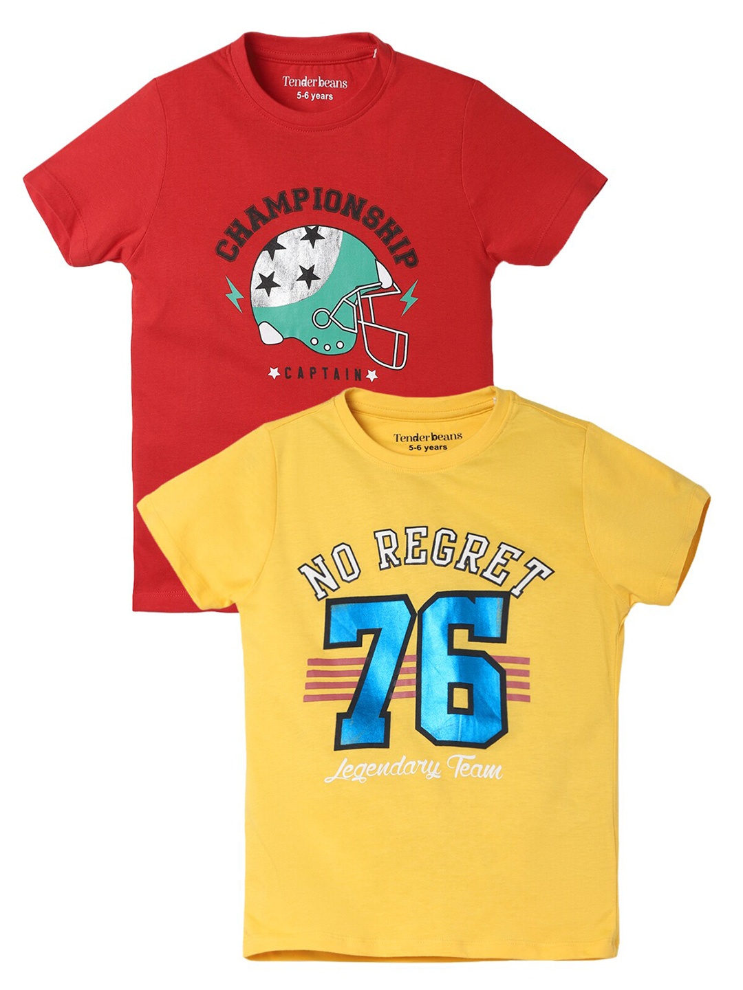

UrbanMark Boys Pack Of 2 Typography Printed Cotton T-shirt, Red