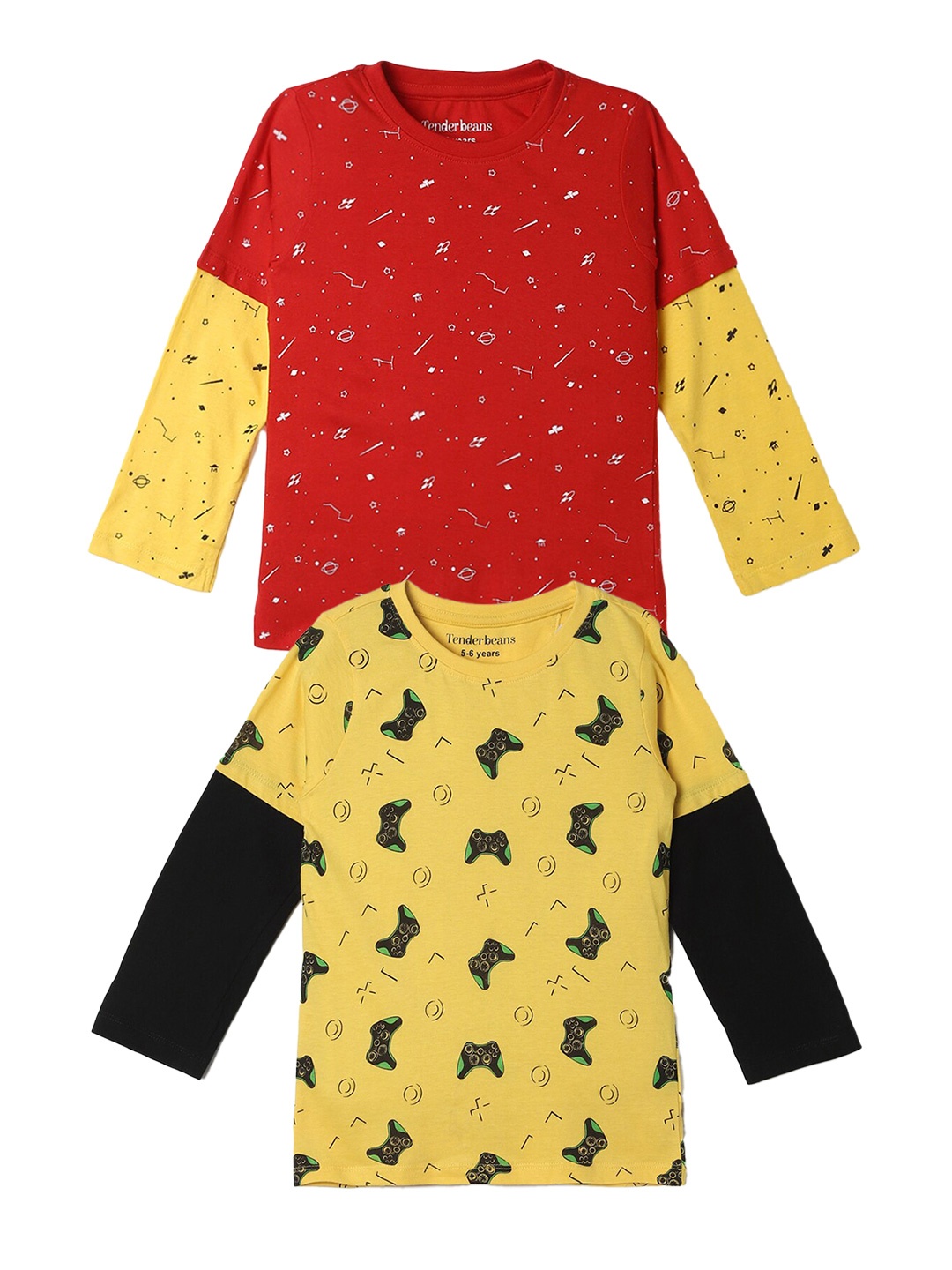 

UrbanMark Boys Pack Of 2 Printed Cotton T-shirt, Red