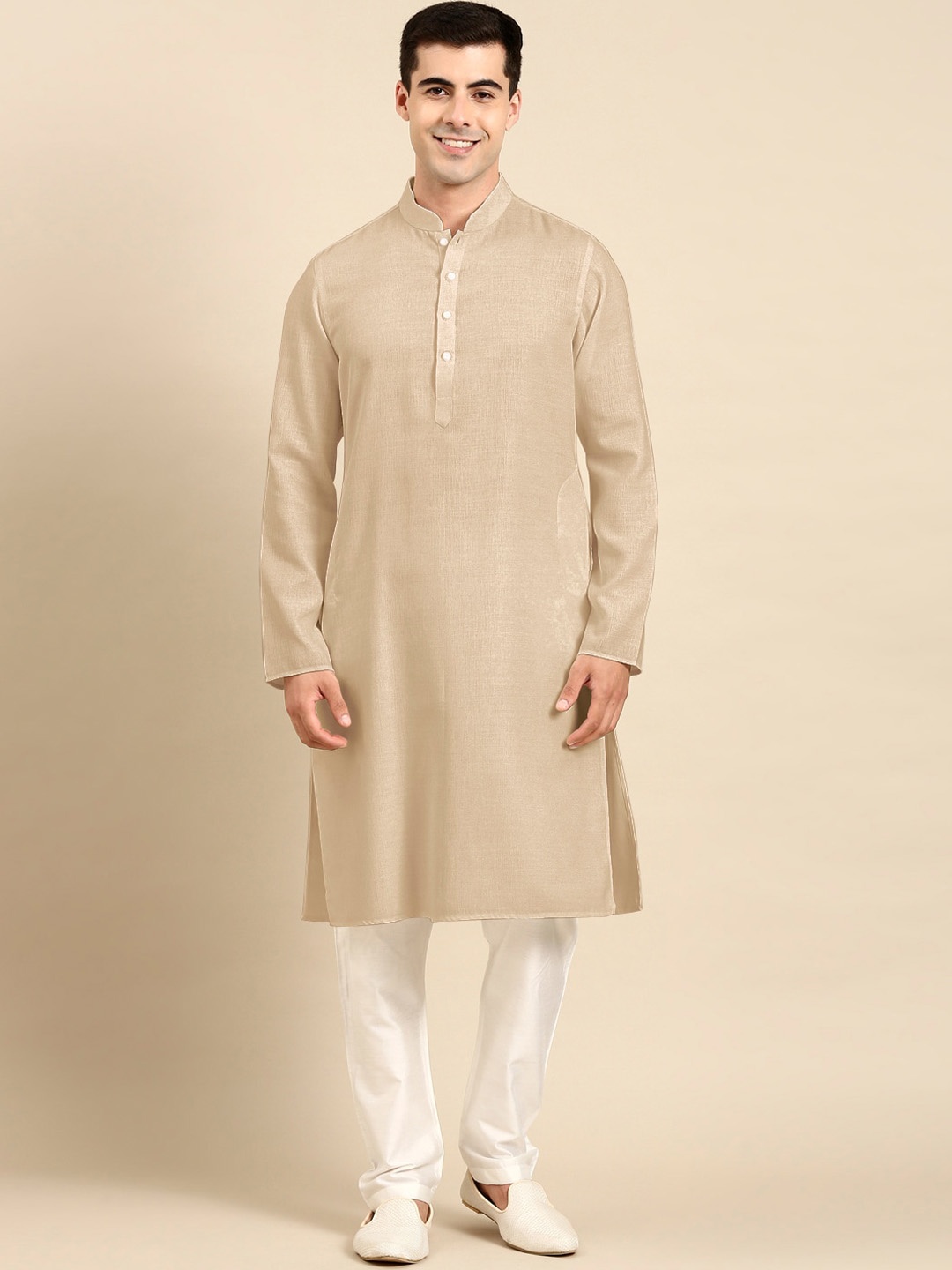 

TheEthnic.Co Pure Cotton Kurta with Pyjamas, Beige