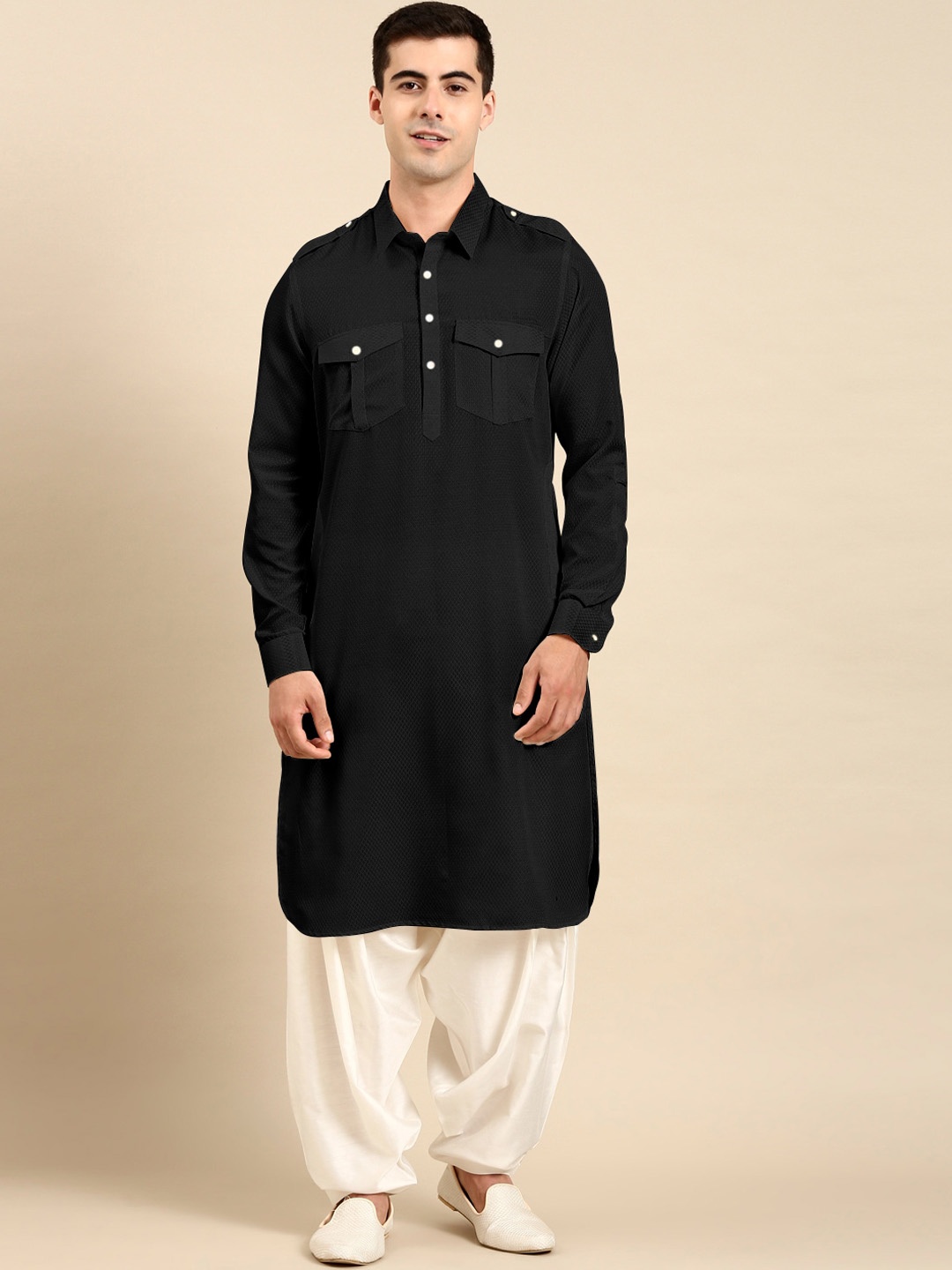 

TheEthnic.Co Pure Cotton Kurta with Dhoti Pants, Black