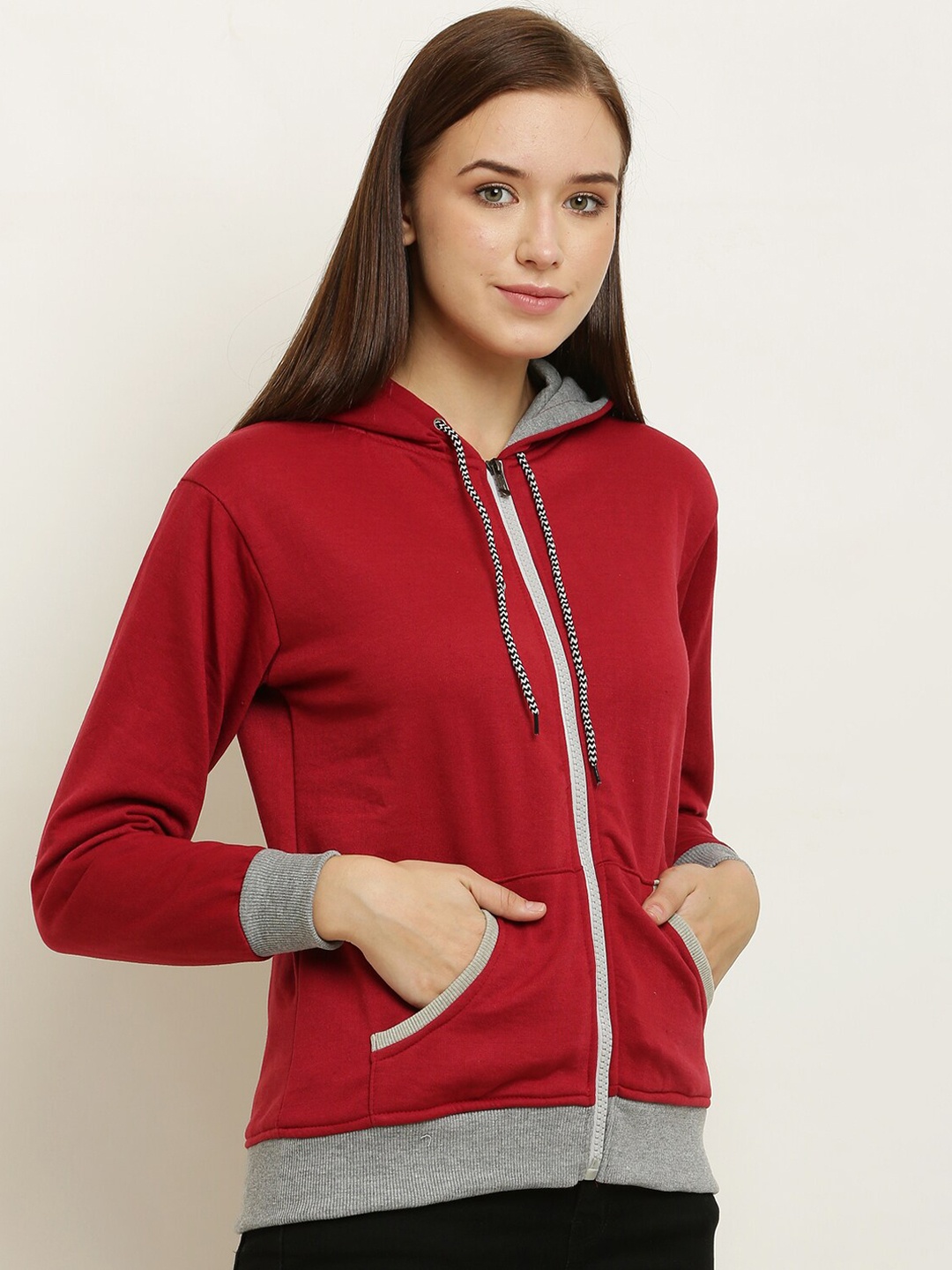 

Miaz Lifestyle Hooded Ribbed Sweatshirt, Red