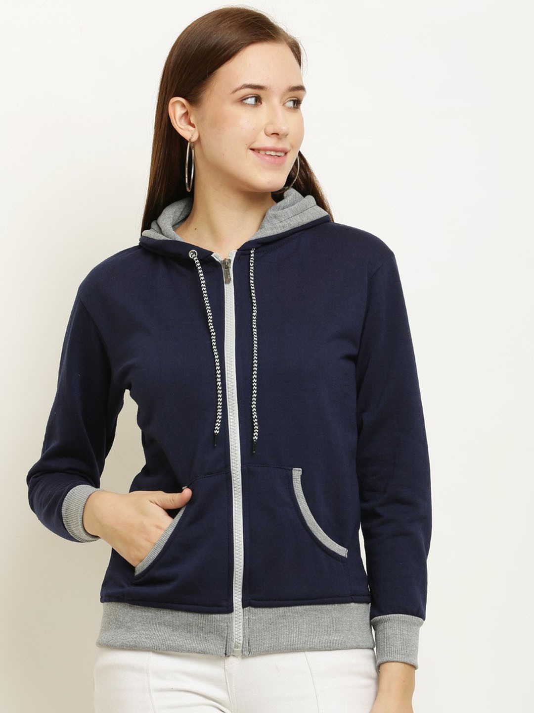 

Miaz Lifestyle Hooded Ribbed Sweatshirt, Navy blue