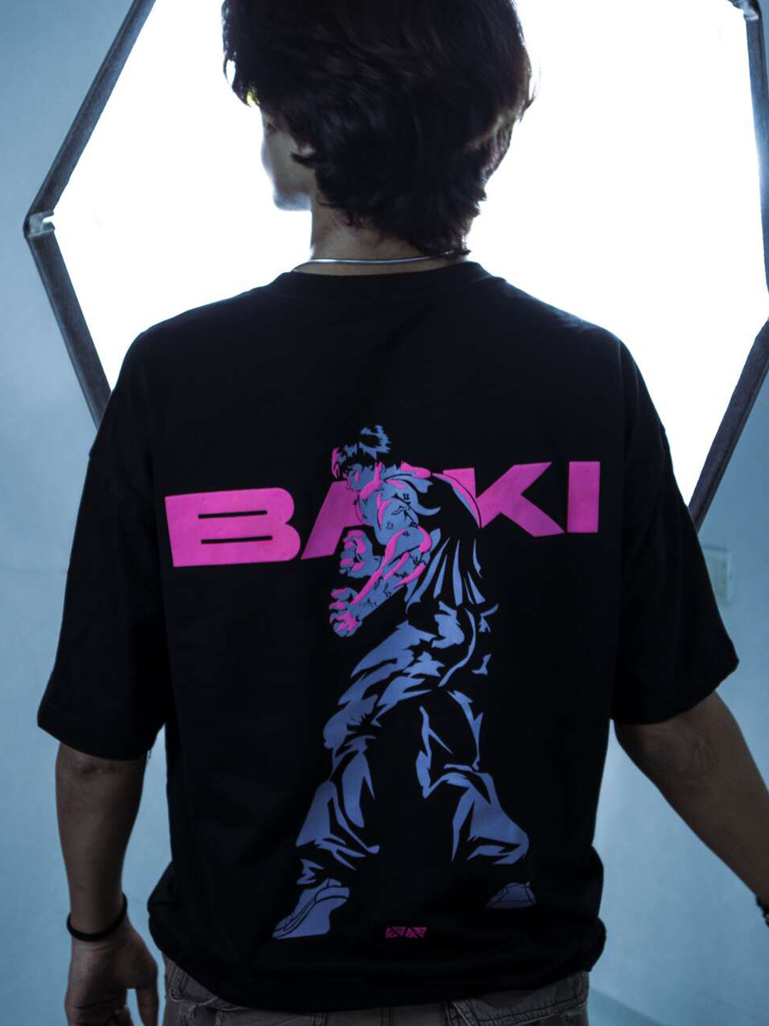 

ZAMS Superhero Baki Hanma Graphic Printed Oversized Pure Cotton T-Shirt, Black
