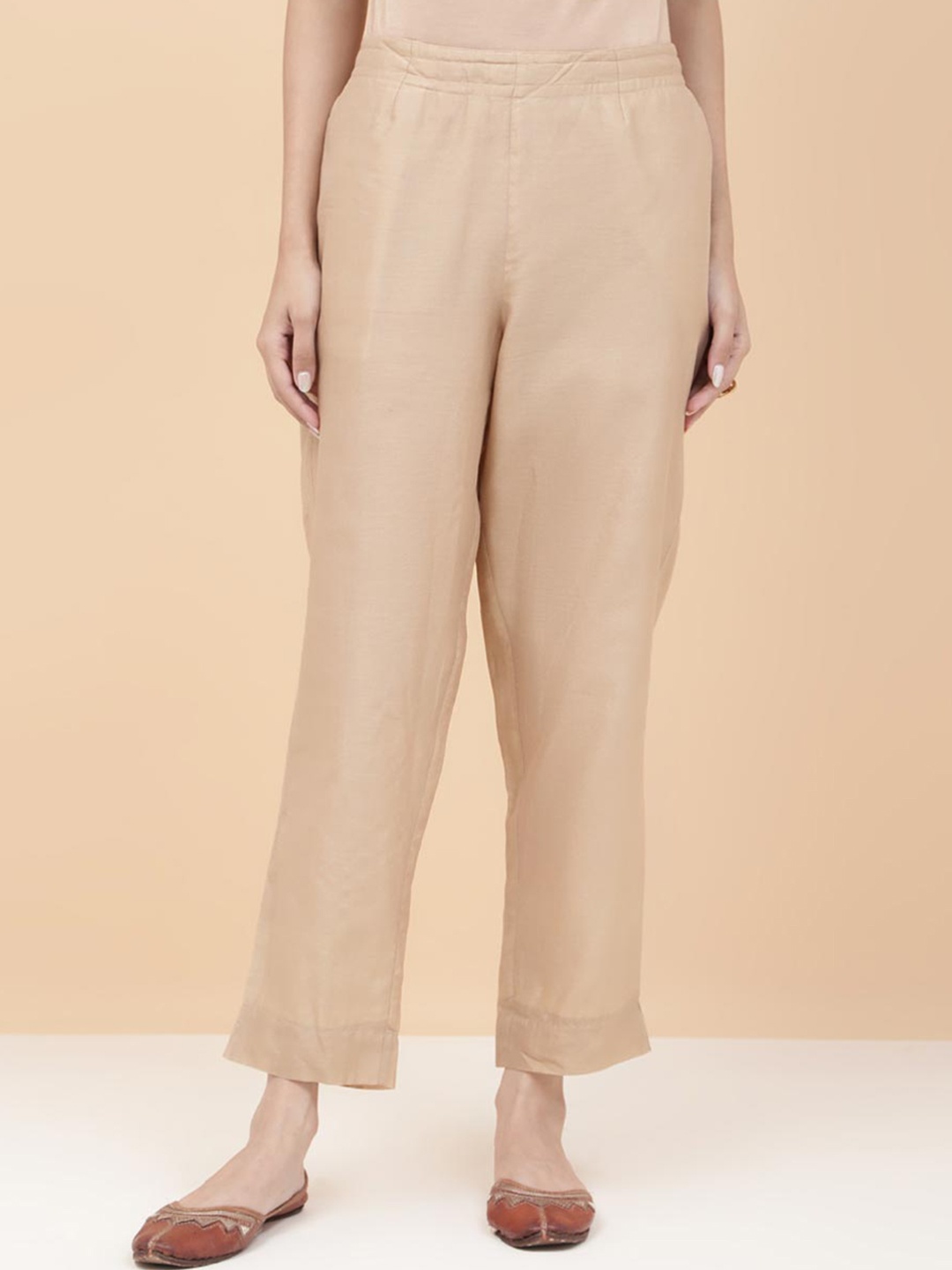 

Fabindia Women Pleated Ethnic Trousers, Beige