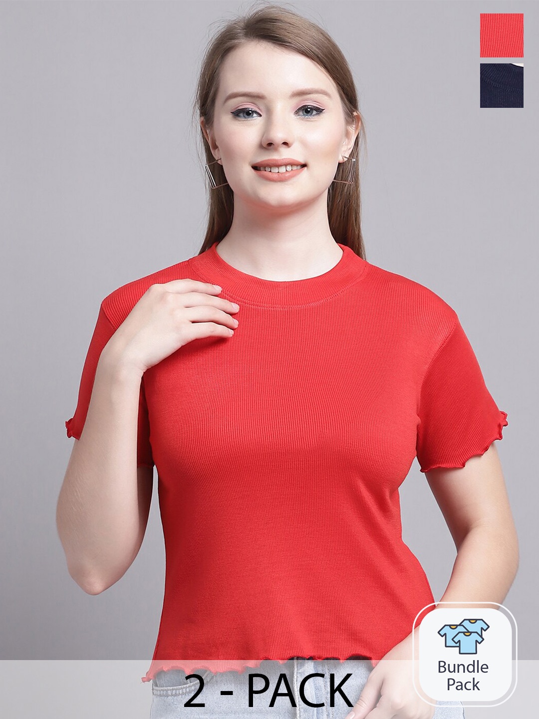 

Jinfo Pack Of 2 Organic Cotton Top, Red