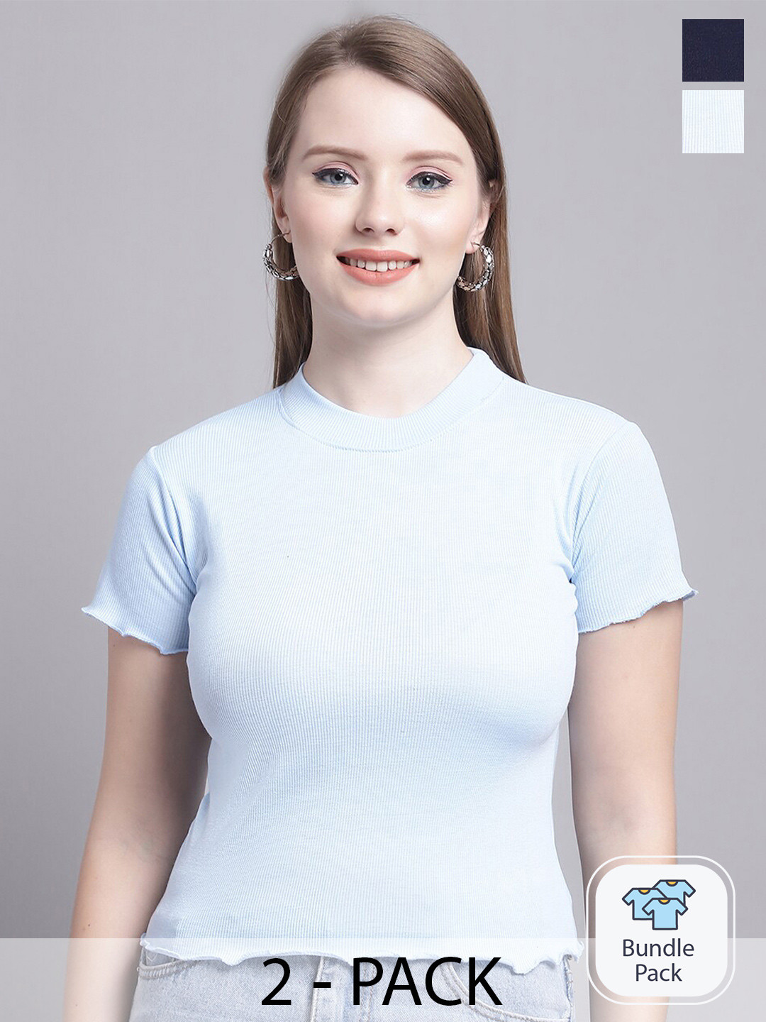 

Jinfo Pack Of 2 Organic Cotton Top, Blue
