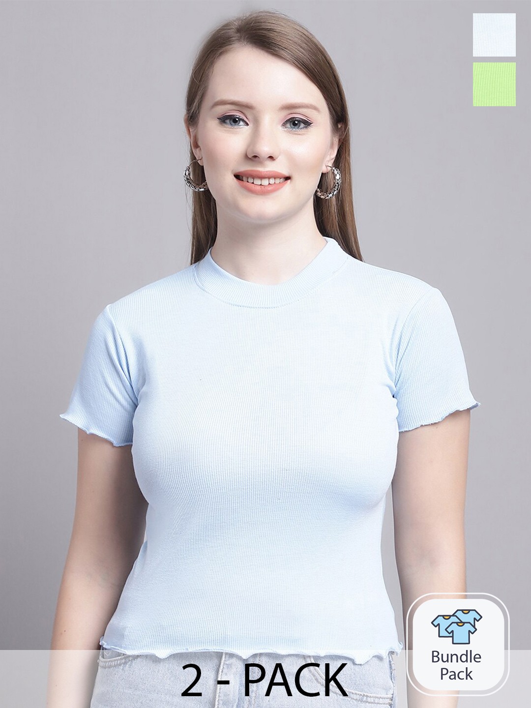 

Jinfo Pack Of 2 Organic Cotton Top, Blue