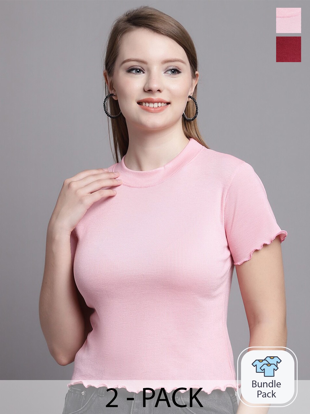

Jinfo Pack of 2 Organic Cotton Top, Pink