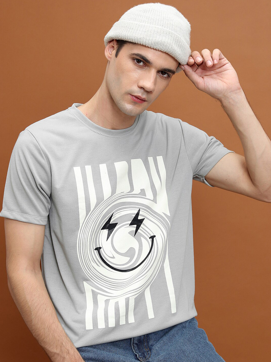 

HIGHLANDER Printed Cotton Relaxed Fit T-shirt, Grey