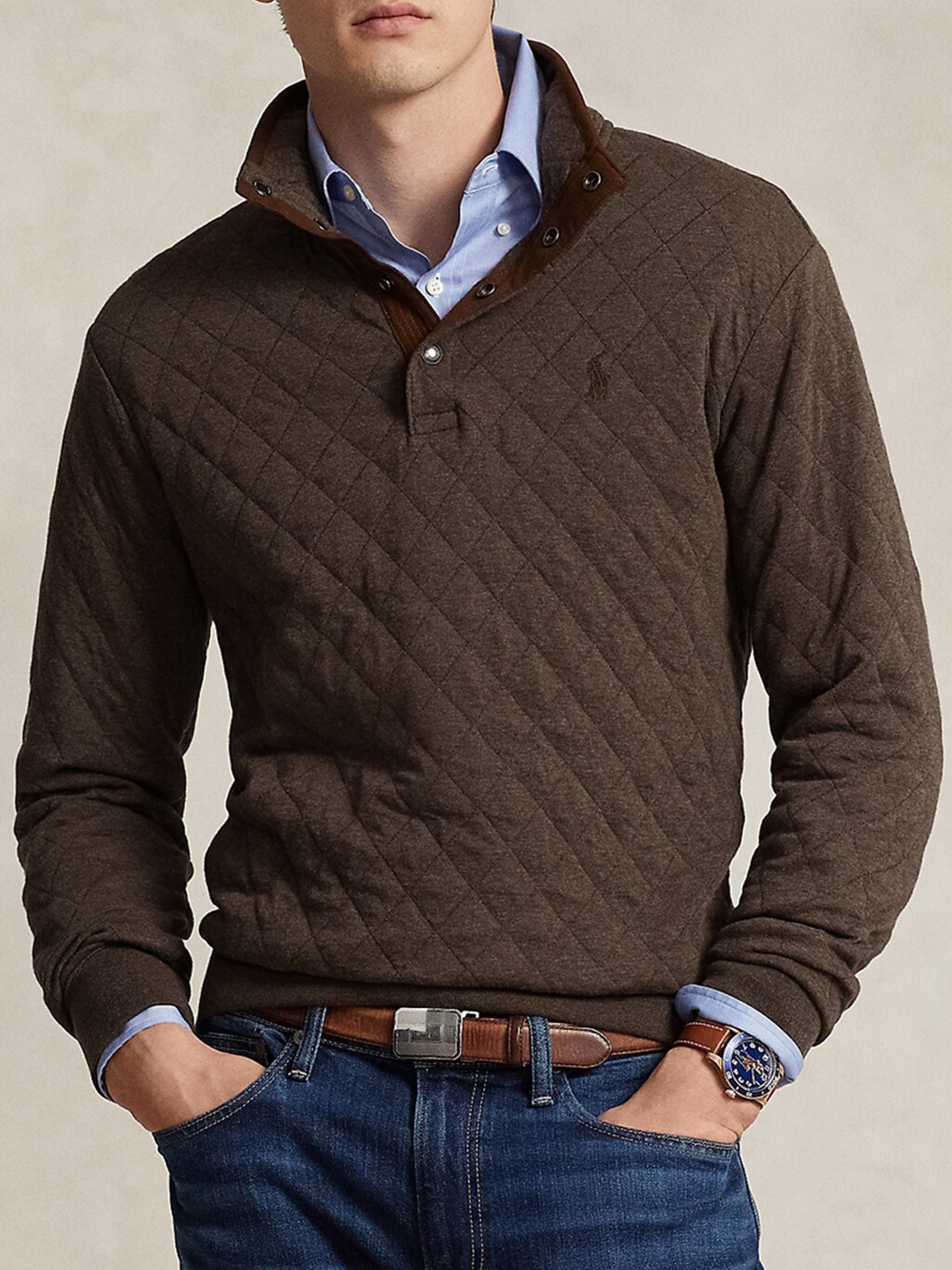 

Polo Ralph Lauren Polo Collar Pullover Sweater, Brown