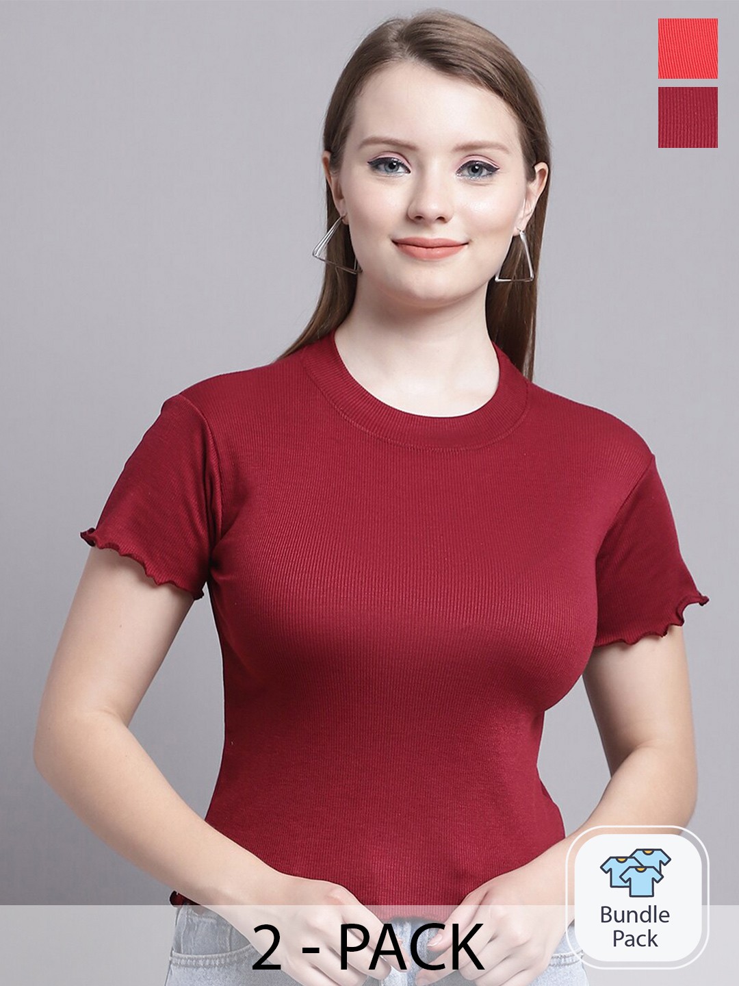 

Jinfo Pack Of 2 Organic Cotton Top, Red