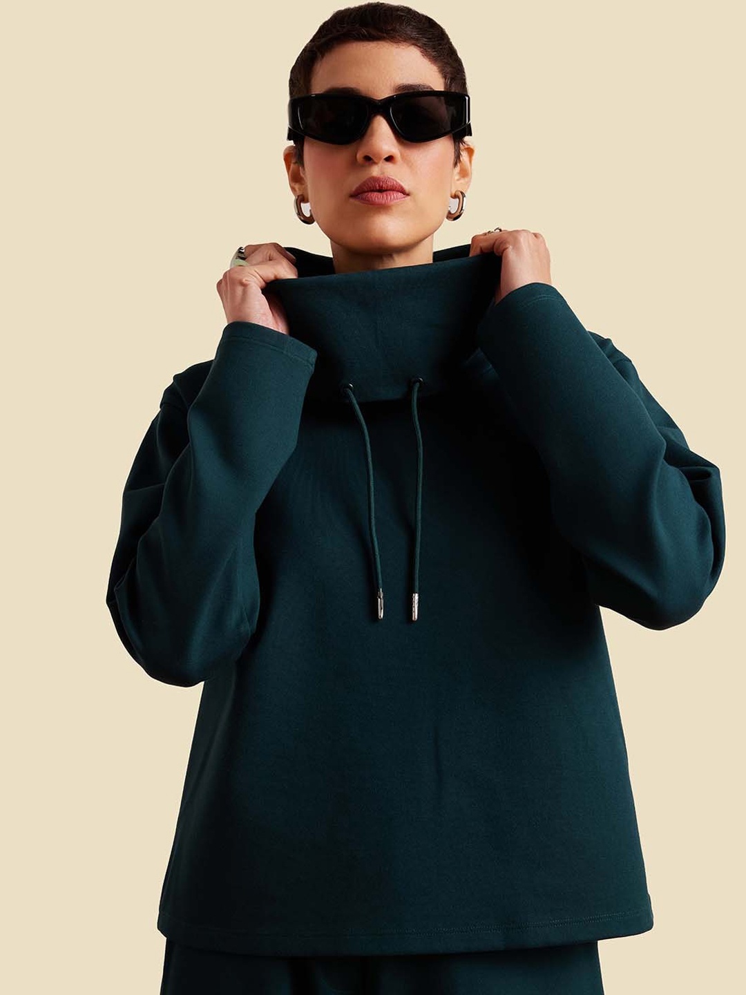 

Muvazo High Neck Sweatshirt With Trouser Co-Ords, Green