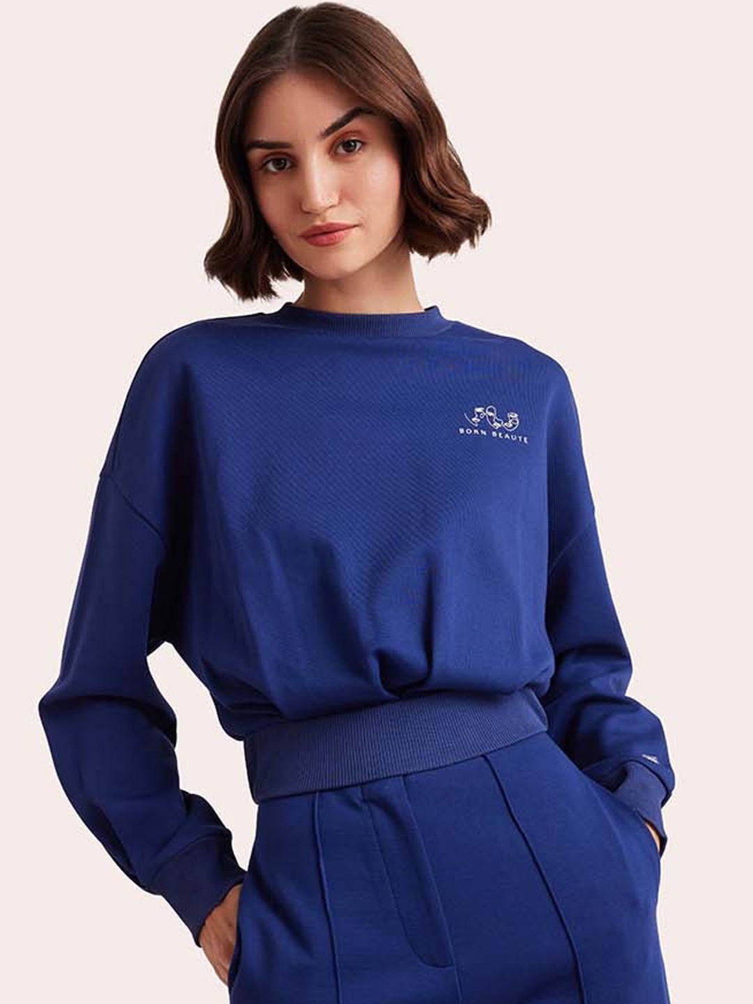 

Muvazo Round-Neck Sweatshirt With Trouser Co-Ords, Blue