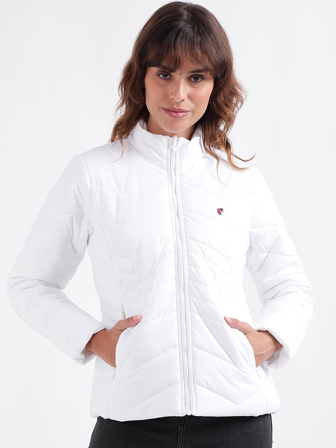 

Iconic Stand Collar Puffer Jacket, White