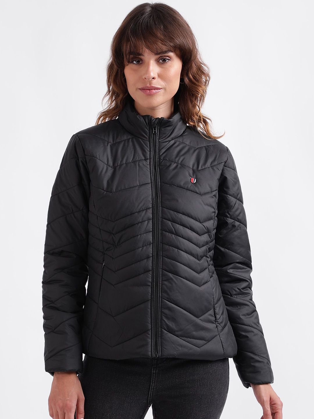 

Iconic Stand Collar Puffer Jacket, Black