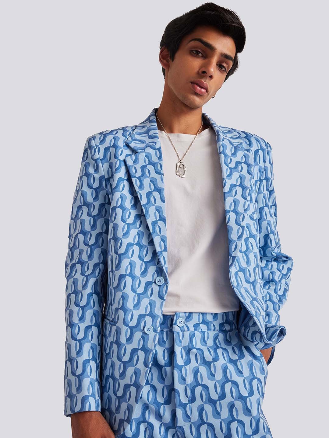 

Muvazo Abstract Printed Blazer With Trousers, Blue