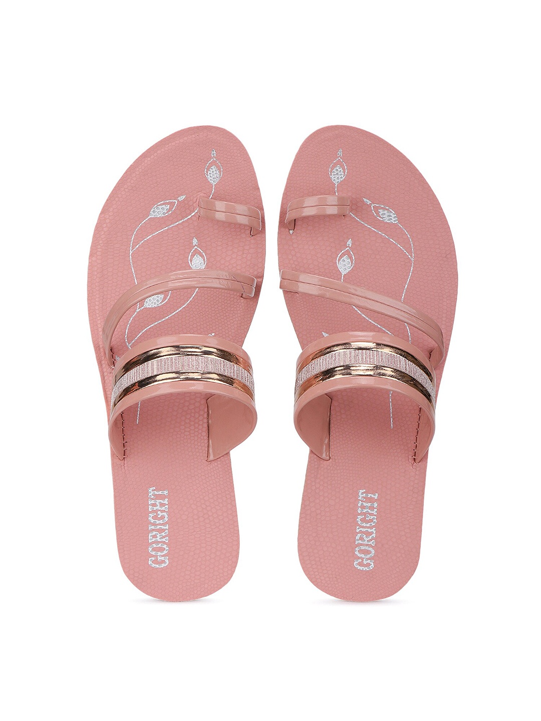 

BERSACHE Printed One Toe Flats, Pink